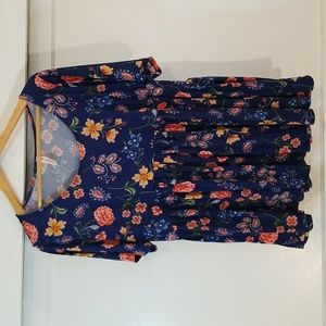 Blue Foral Babydoll Top VGUC